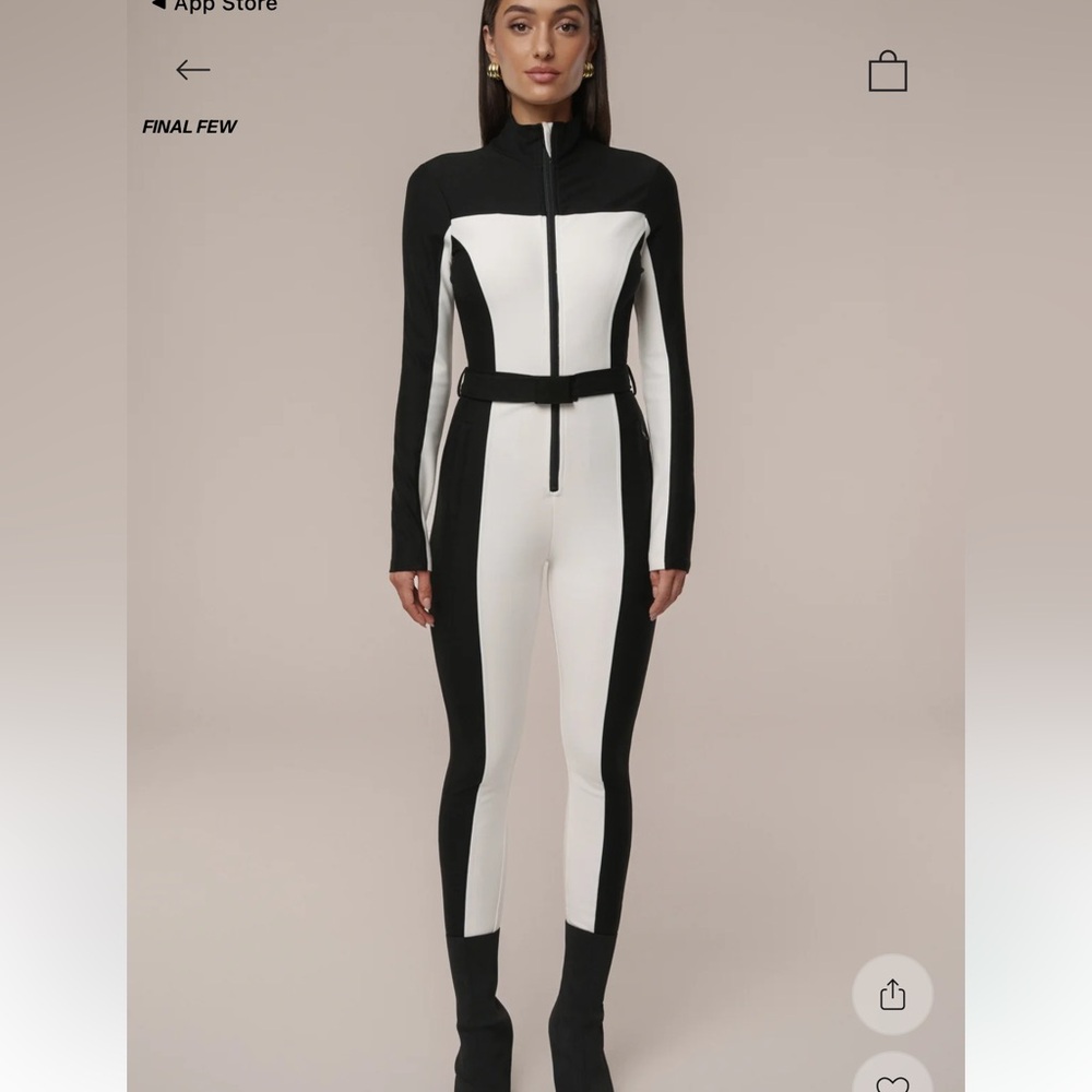 JLUXLABEL Black and White Zip-Up Jumpsuit